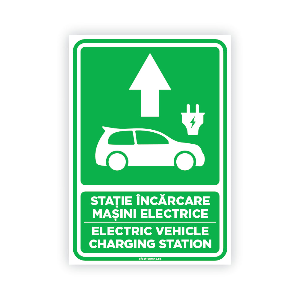 Semn Rutier - Stație Încărcare Mașini Electrice Înainte Semn Rutier - Stație Încărcare Mașini Electrice Înainte
