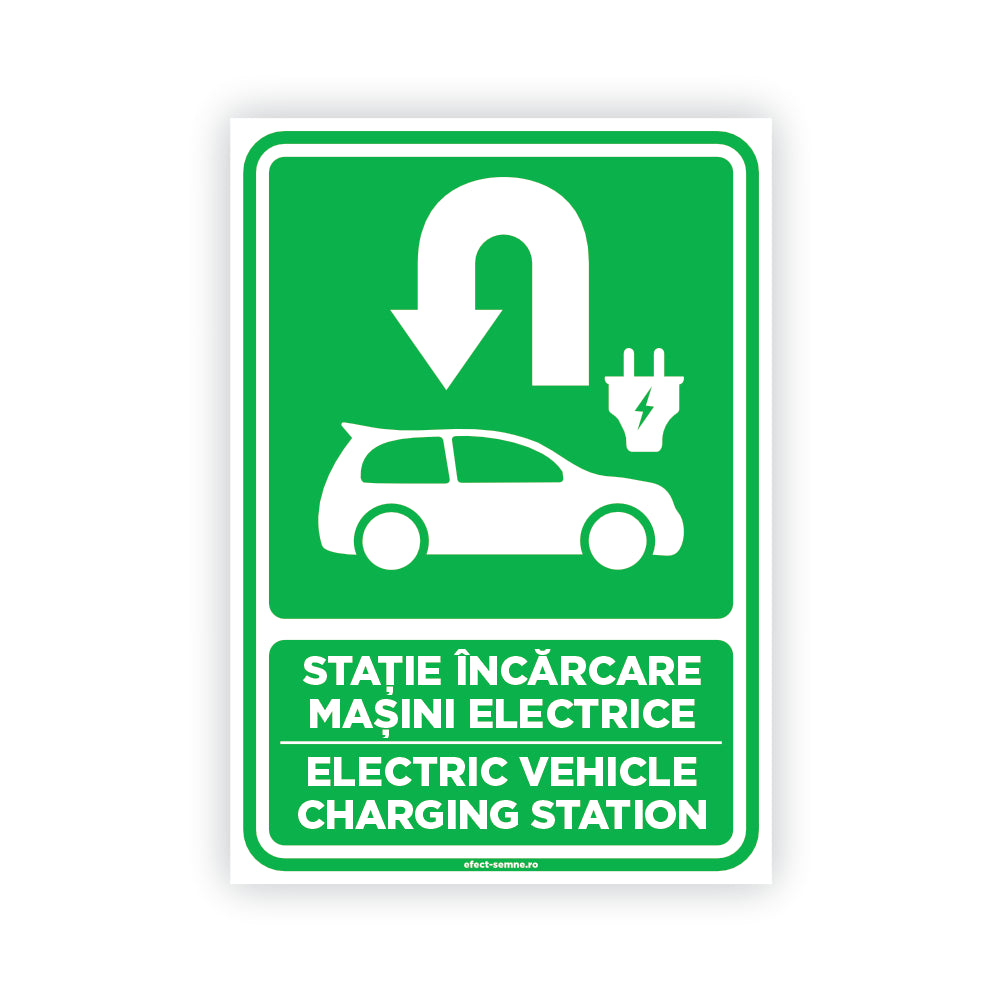 Semn Rutier - Stație Încărcare Mașini Electrice Înapoi Stânga Semn Rutier - Stație Încărcare Mașini Electrice Înapoi Stânga