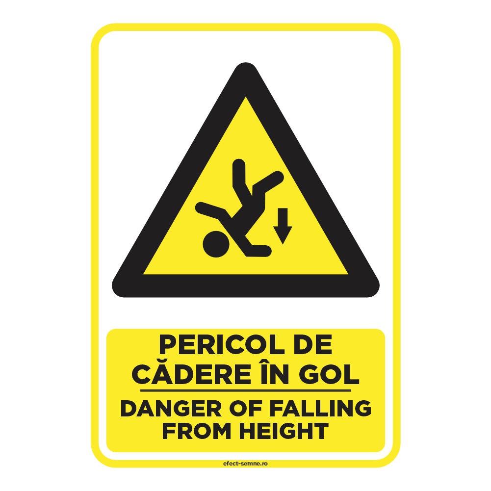 Semn Avertizare - Pericol de Cădere în Gol Semn Avertizare - Pericol de Cădere în Gol