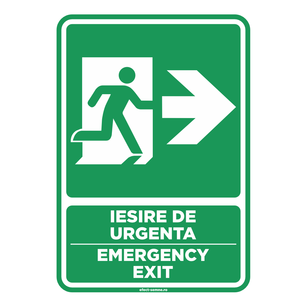 Semn Evacuare - Ieșire de Urgență În Dreapta Semn Evacuare - Ieșire de Urgență În Dreapta
