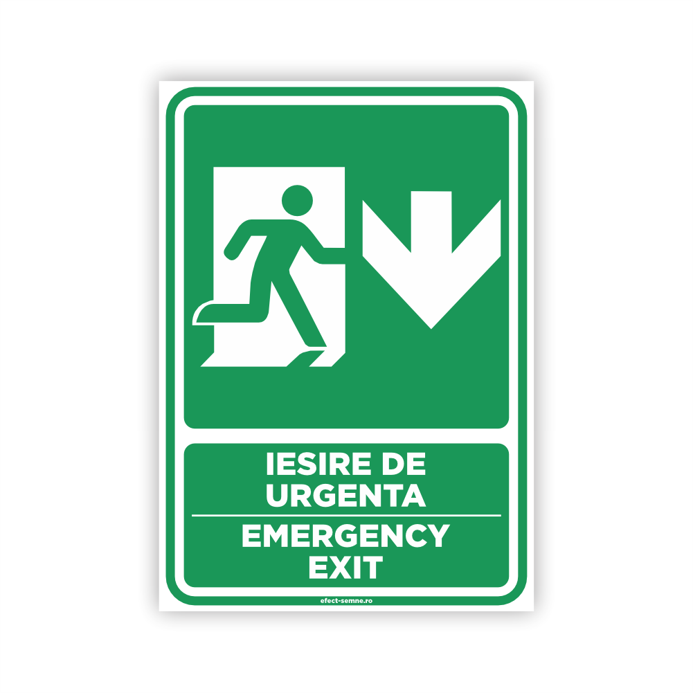 Semn Evacuare - Ieșire de Urgență În Spate Semn Evacuare - Ieșire de Urgență În Spate