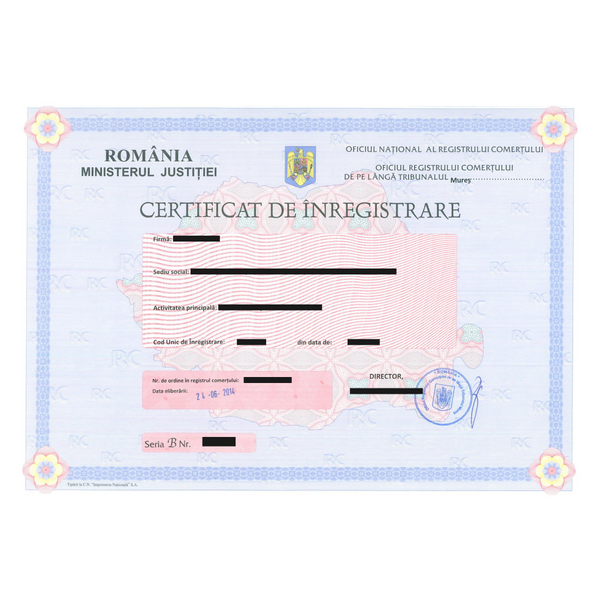 Semn Certificat de Înregistrare Personalizat