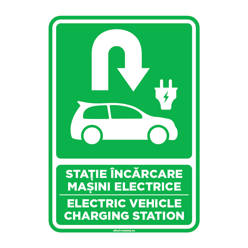 Semn Rutier - Stație Încărcare Mașini Electrice Înapoi Dreapta